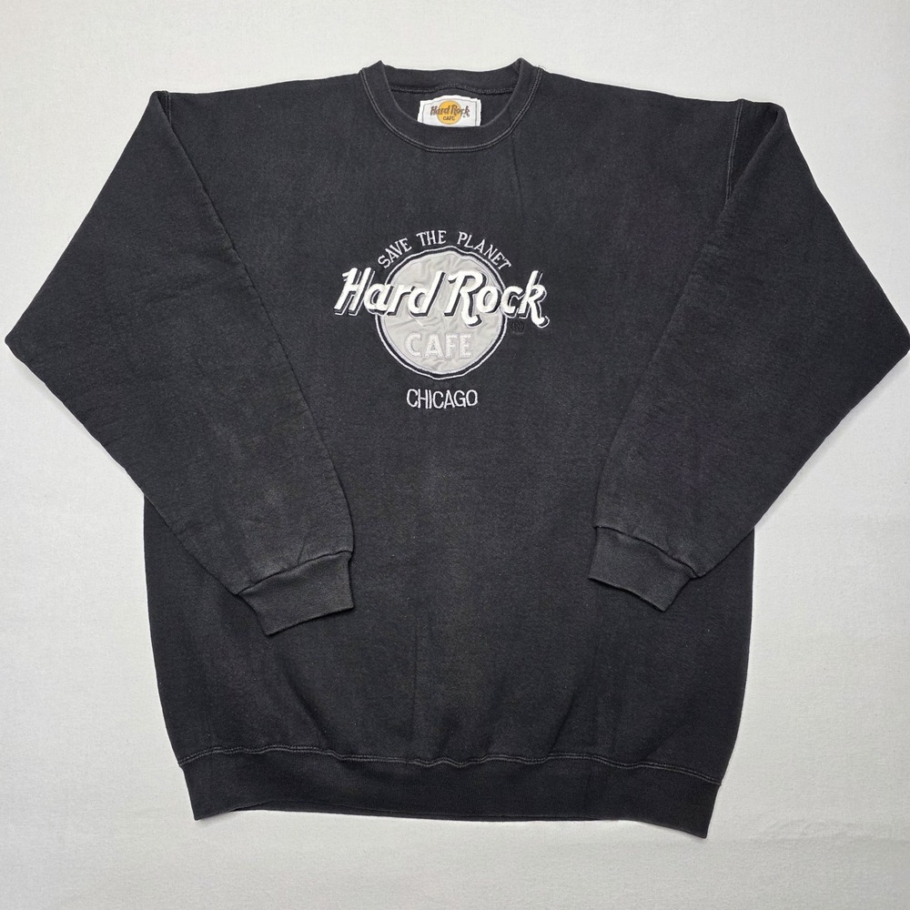 Vintage Hard Rock Cafe Chicago Sweatshirt Men's Size XL Black 1990s USA